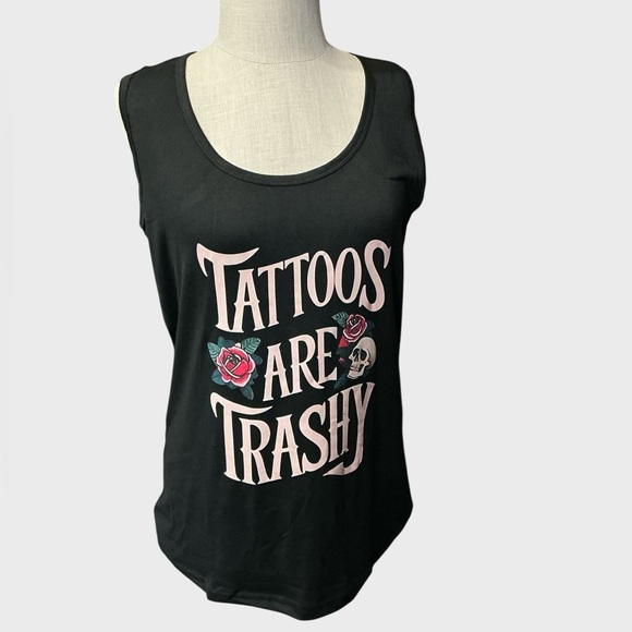 Tattoos Are Trashy Graphic Tank Top Women’s Large Goth Alt - Picture 2 of 6